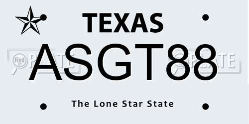 ASGT88 Texas License Plate