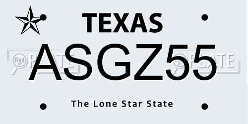 ASGZ55 Texas License Plate