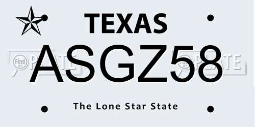 ASGZ58 Texas License Plate
