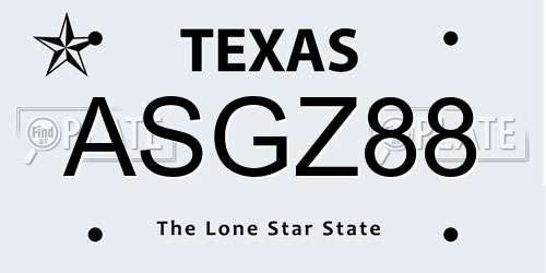 ASGZ88 Texas License Plate