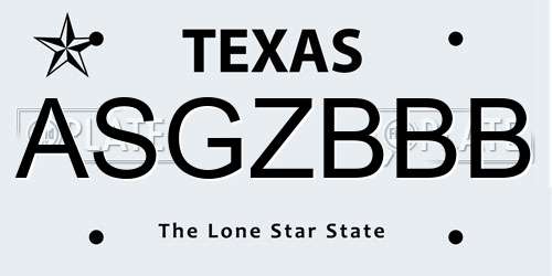 ASGZBBB Texas License Plate