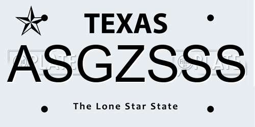 ASGZSSS Texas License Plate