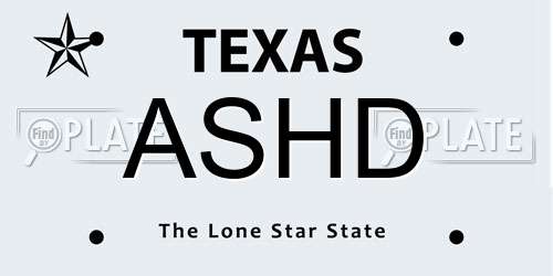 ASHD Texas License Plate