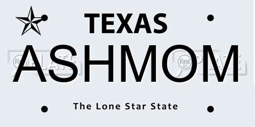 ASHMOM Texas License Plate