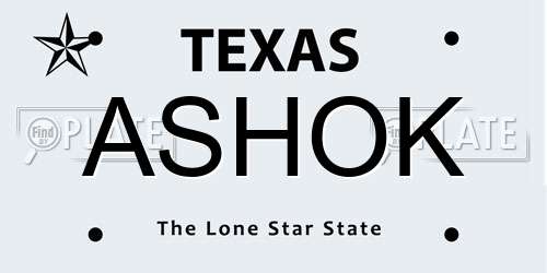 ASHOK Texas License Plate