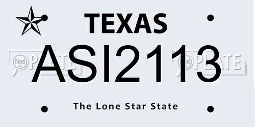 ASI2113 Texas License Plate