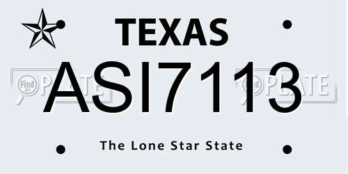 ASI7113 Texas License Plate