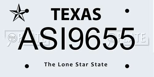 ASI9655 Texas License Plate