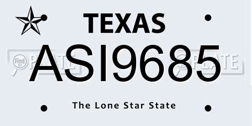 ASI9685 Texas License Plate