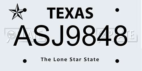 ASJ9848 Texas License Plate