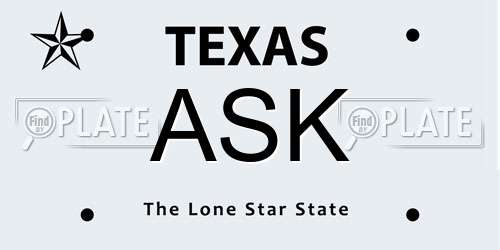 ASK Texas License Plate