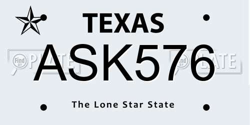 ASK576 Texas License Plate