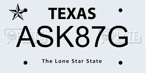 ASK87G Texas License Plate