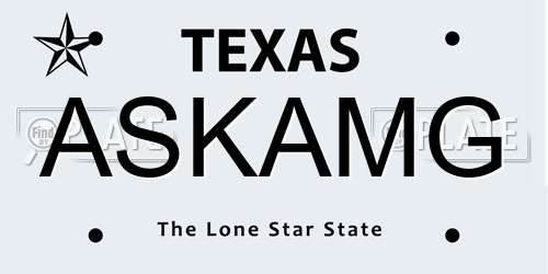 ASKAMG Texas License Plate