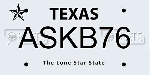 ASKB76 Texas License Plate