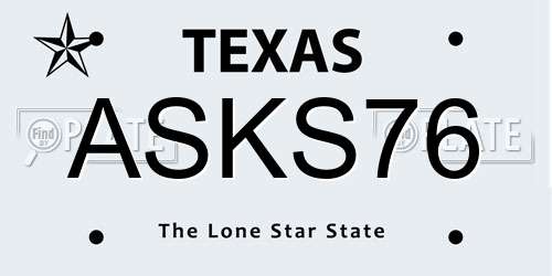 ASKS76 Texas License Plate