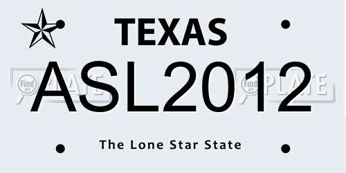 ASL2012 Texas License Plate