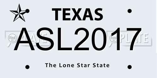 ASL2017 Texas License Plate