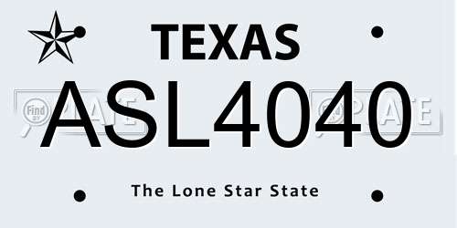 ASL4040 Texas License Plate