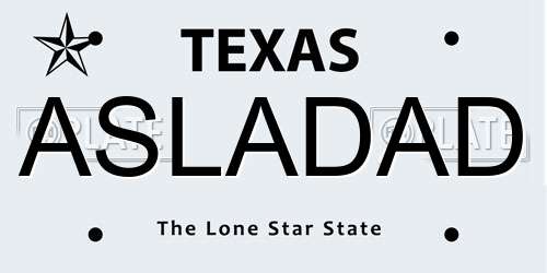 ASLADAD Texas License Plate