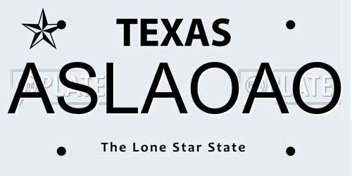 ASLAOAO Texas License Plate