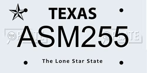 ASM255 Texas License Plate