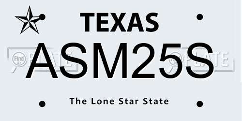 ASM25S Texas License Plate