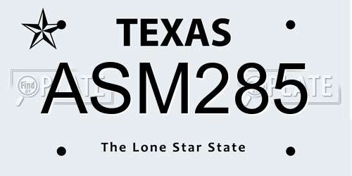 ASM285 Texas License Plate