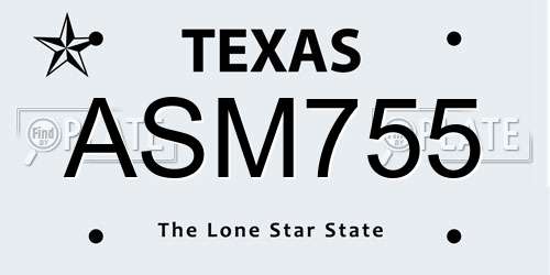 ASM755 Texas License Plate