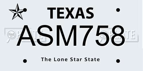 ASM758 Texas License Plate