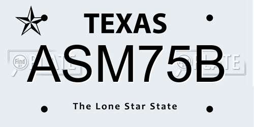 ASM75B Texas License Plate