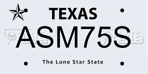 ASM75S Texas License Plate