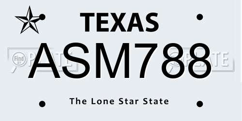 ASM788 Texas License Plate