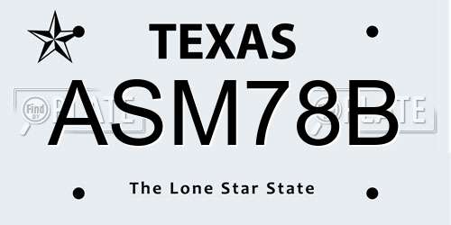 ASM78B Texas License Plate