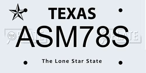 ASM78S Texas License Plate