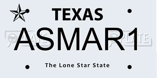 ASMAR1 Texas License Plate