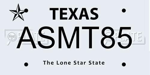 ASMT85 Texas License Plate