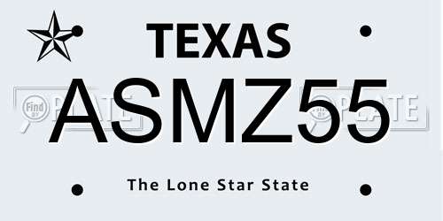 ASMZ55 Texas License Plate