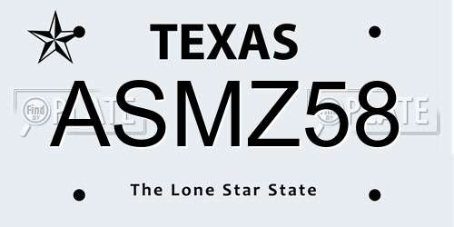 ASMZ58 Texas License Plate