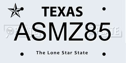 ASMZ85 Texas License Plate