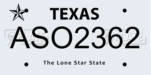 ASO2362 Texas License Plate