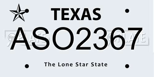 ASO2367 Texas License Plate