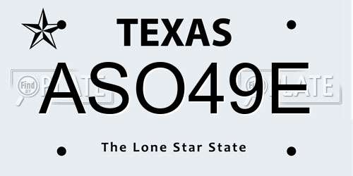 ASO49E Texas License Plate