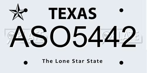 ASO5442 Texas License Plate