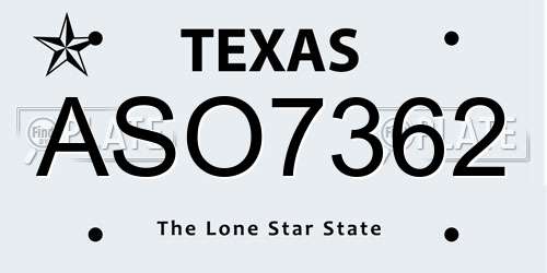 ASO7362 Texas License Plate