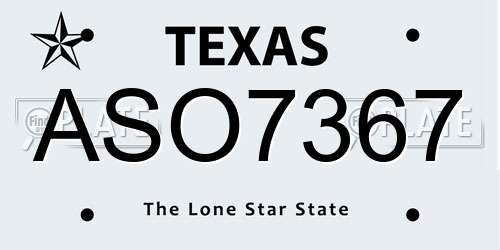 ASO7367 Texas License Plate