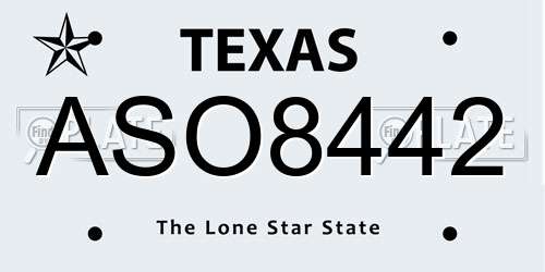 ASO8442 Texas License Plate