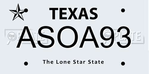 ASOA93 Texas License Plate