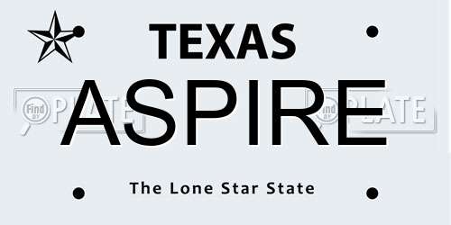 ASPIRE Texas License Plate