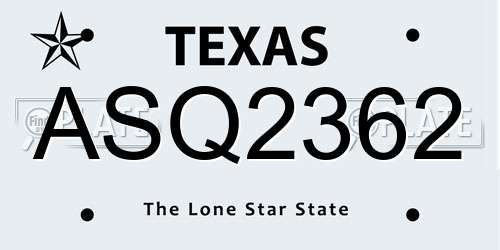 ASQ2362 Texas License Plate